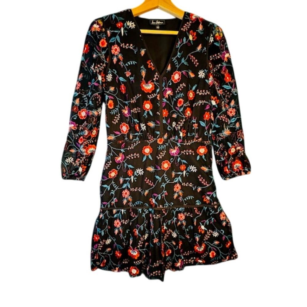 Sam Edelman RED PANSY Floral Embroidered Mesh Blouson Dress US 4